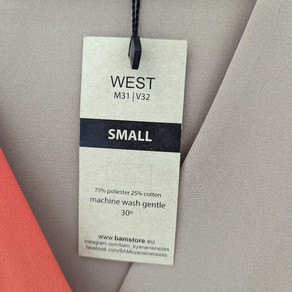 NWT Orange Beige Colorblock Jumpsuit - Picture 3 of 4